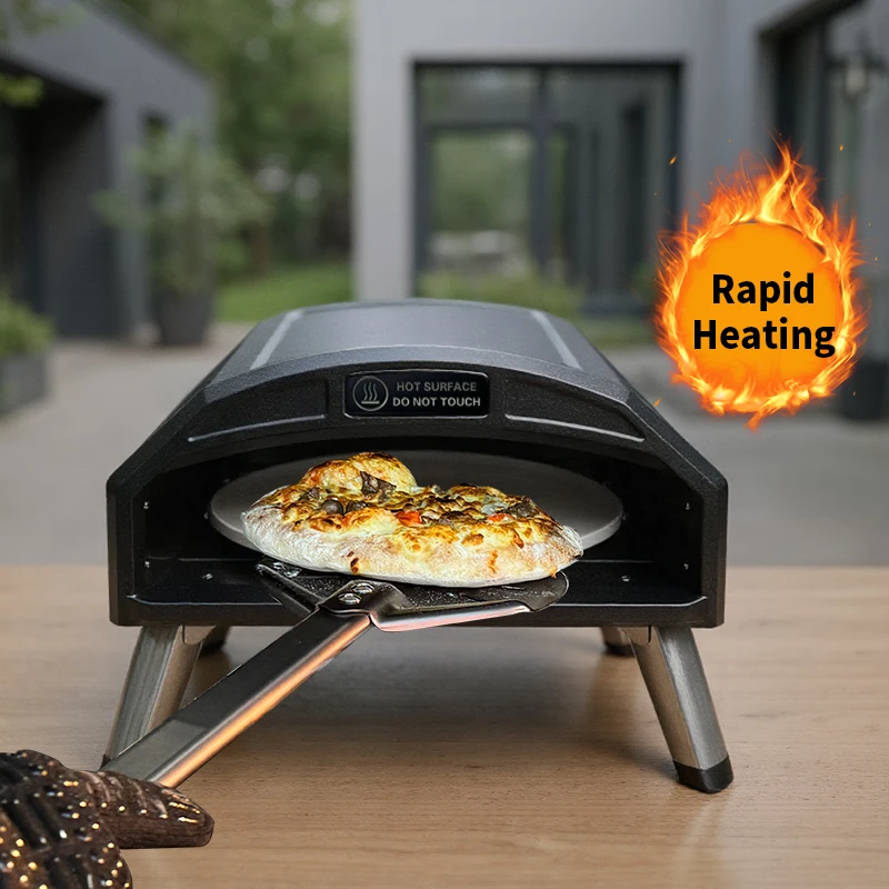 15 Inch Freestanding Gas Pizza Oven Portable Stainless Steel Outdoor Cooking Single Oven for Garden Patio 3