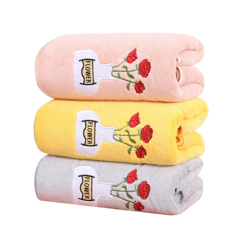 

2pcs Microfiber Towel Set Flower Face Towel And Bath Towel Adult Kids Water Absorption Large Towel Home Bathroom Towel Set