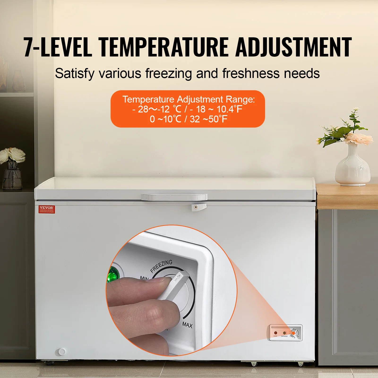 VEVOR Large 345L Deep Chest Freezer with Baskets