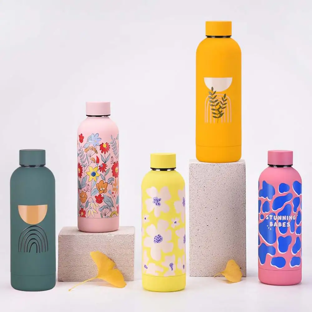 500ml Insulated Bottle Chic Stainless Steel Small Caliber Thermal Cup Large Capacity Heat-resistant Leak-proof Drinking Kettle