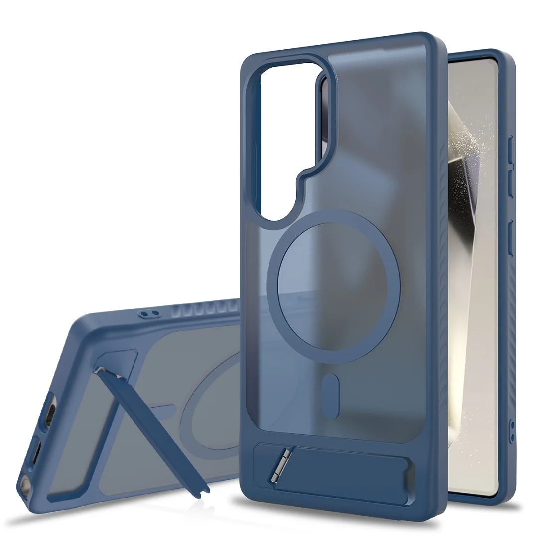 Luxury Magnetic Wireless Charging Kickstand Phone Case with Folding Holder