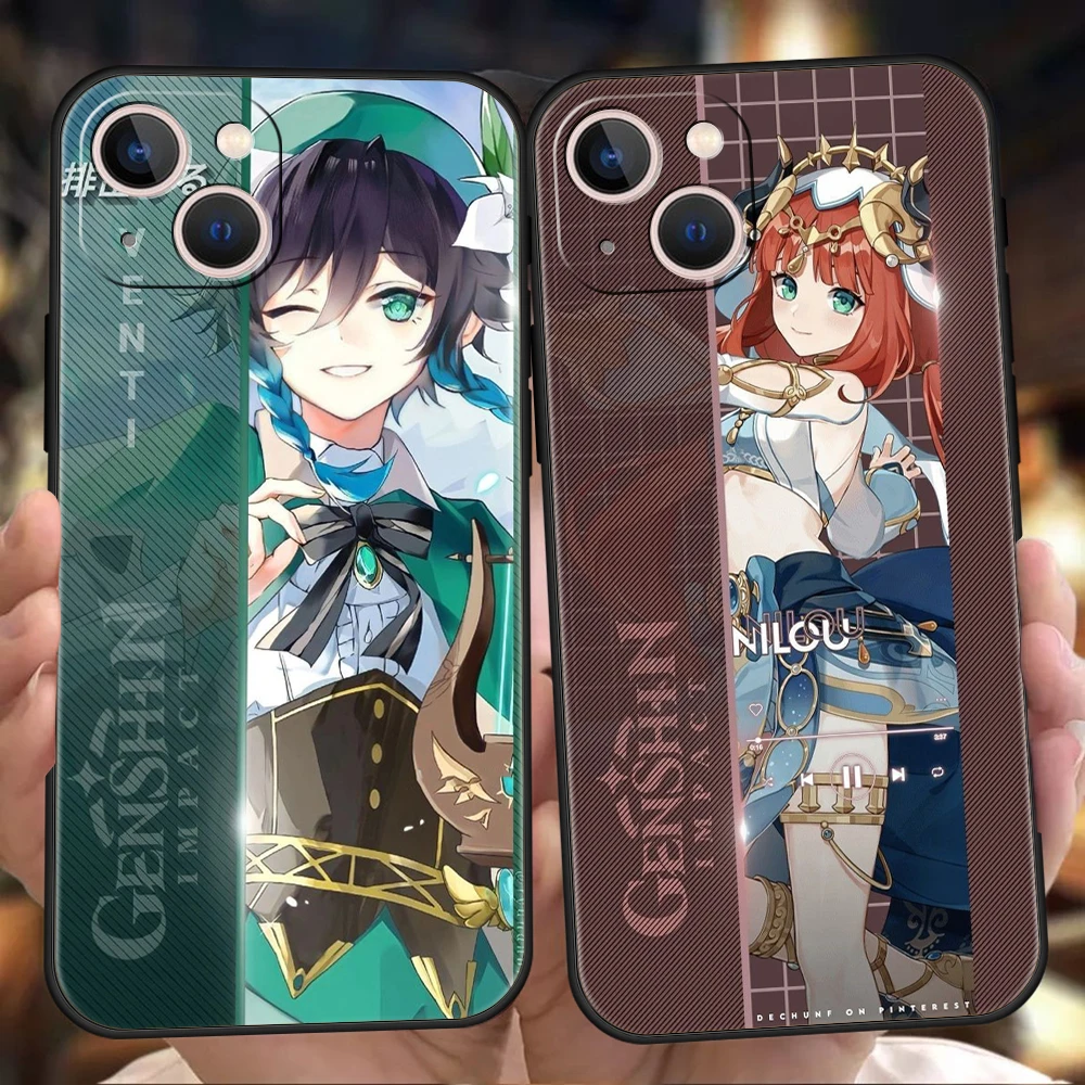 

Amine Genshin Impact Game Phone Case Cover for iPhone 15 14 13 12 Pro Max XR XS X 11 7 8 Plus SE2020 13 Mini Silicone Soft Shell