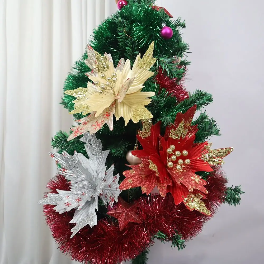 Flannel Christmas Artificial Flowers Decorations