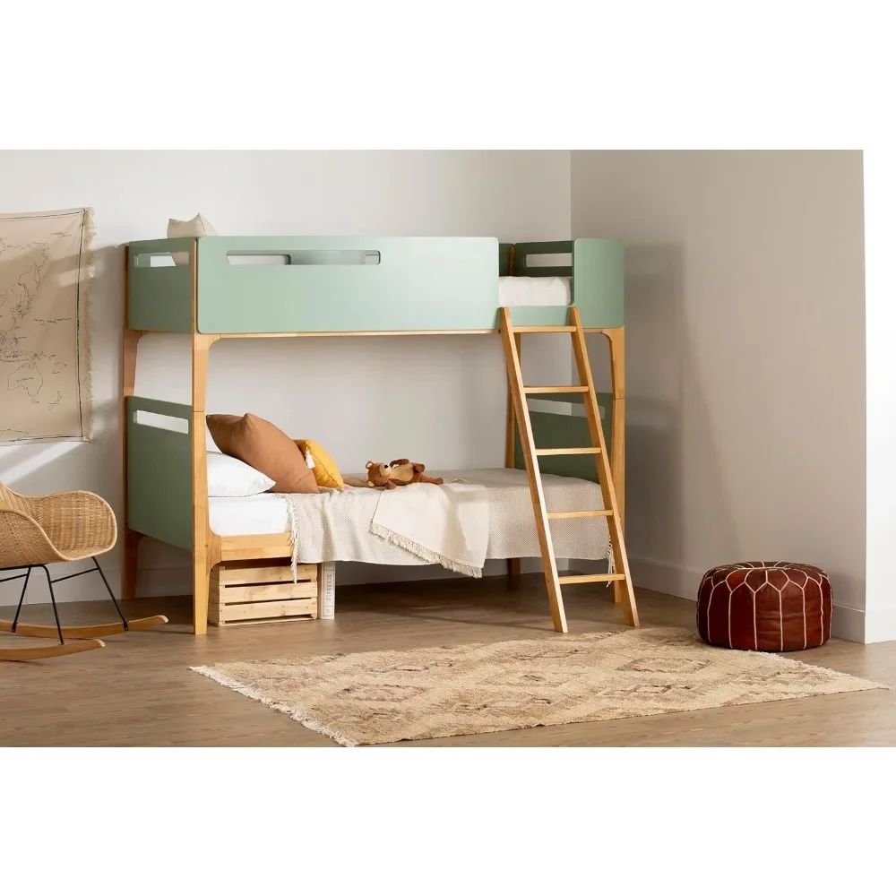 

Bebble Modern Bunk Bed Natural and Sage Green, Scandinavian Beds