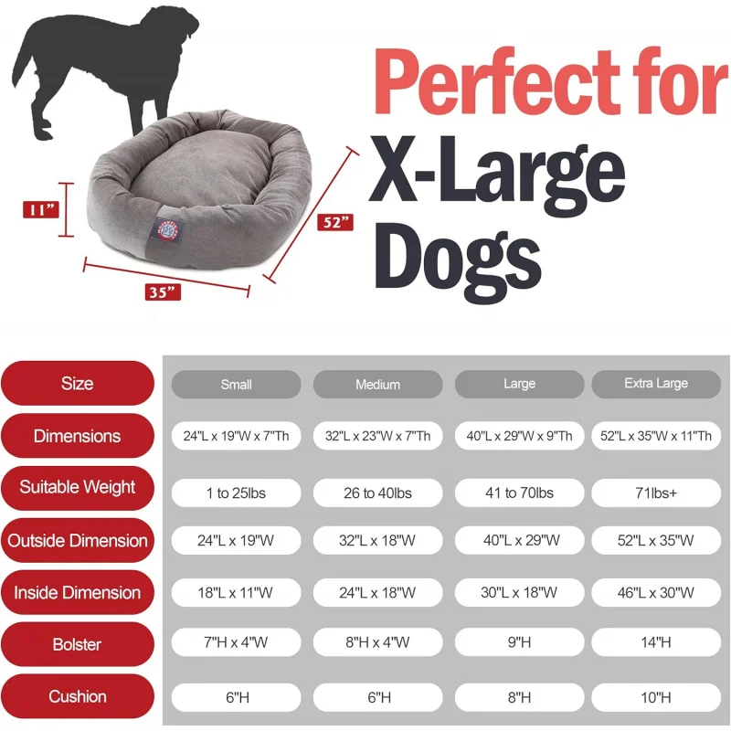 52 Inch Micro Velvet Calming Dog Bed Washable &ndash; Cozy Soft Round Dog Bed with Spine for Support-Fluffy Donut