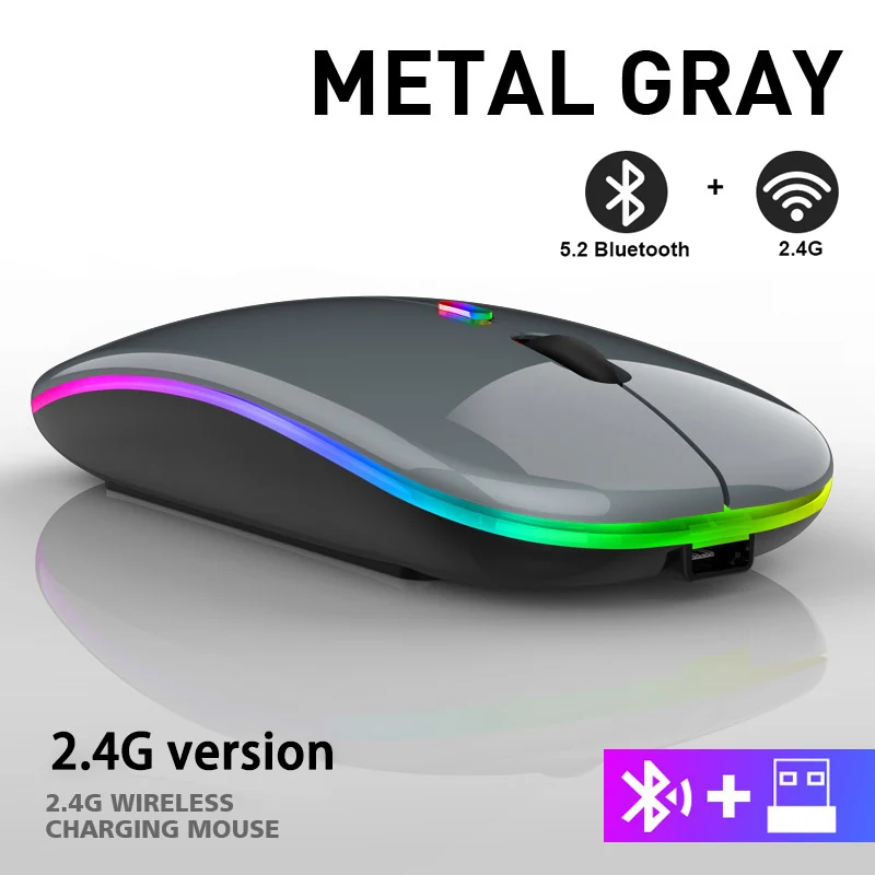 laptop mouse New Bluetooth Wireless Mouse with USB Rechargeable RGB Mouse for Computer Laptop PC Macbook Gaming Mouse Gamer 2.4GHz 1600DPI wireless mouse with usb c Mice