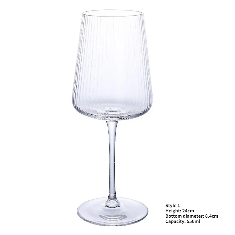 thumbnail image 1 of Patrón Vertical 200-550ml copa de cristal sin plomo vino tinto champán whisky taza jugo postre tazón moda Drinkware, 1 of 5