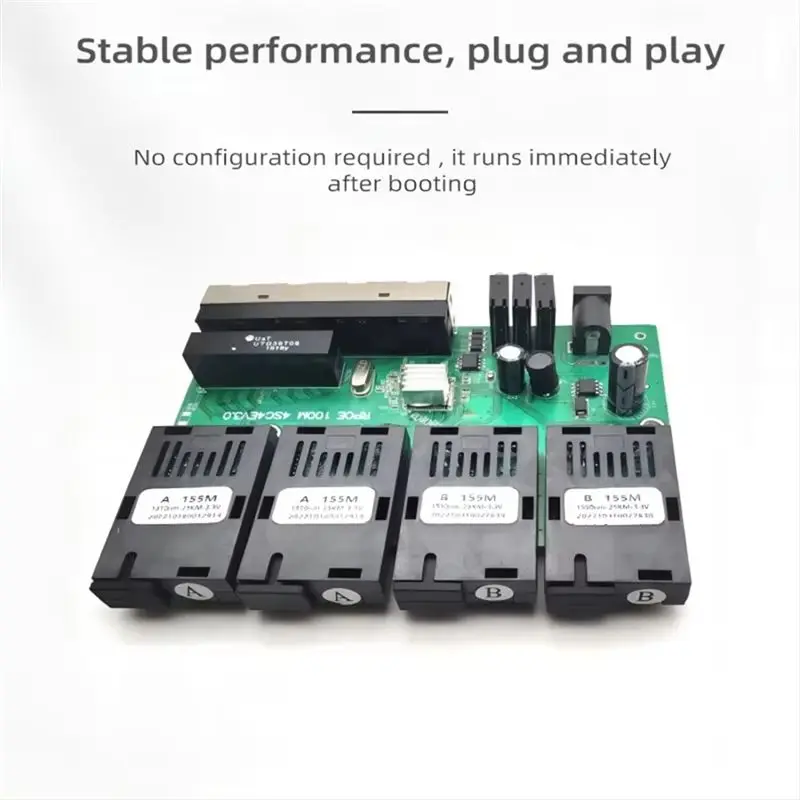 AB97-100M 역방향 POE 고속 이더넷 광섬유 스위치 4F4E 출력 12V 광 미디어 컨버터 이더넷 SC PCBA 플라카 메트로 보드