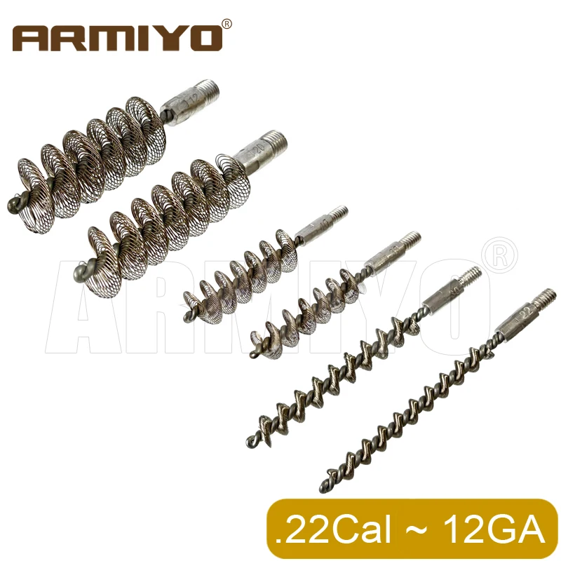 Armiyo.22Cal 7.62mm 9mm 10mm 12GA Laufreinigungsset 22lr Federstahlbürste Gewinde 8-32 5/16"-26T Jagdzubehör – Detail 7