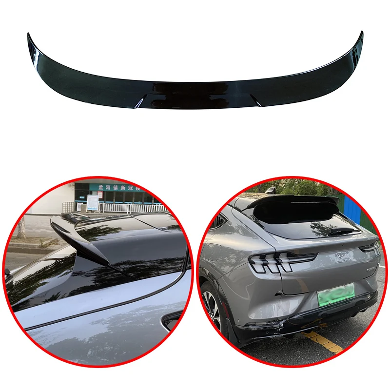 

For Ford Mustang Mach E 2021 2022 Up High Quality ABS Rear Roof Wing Spoiler Glossy Black Or Carbon Fiber Look Paint Body Kit