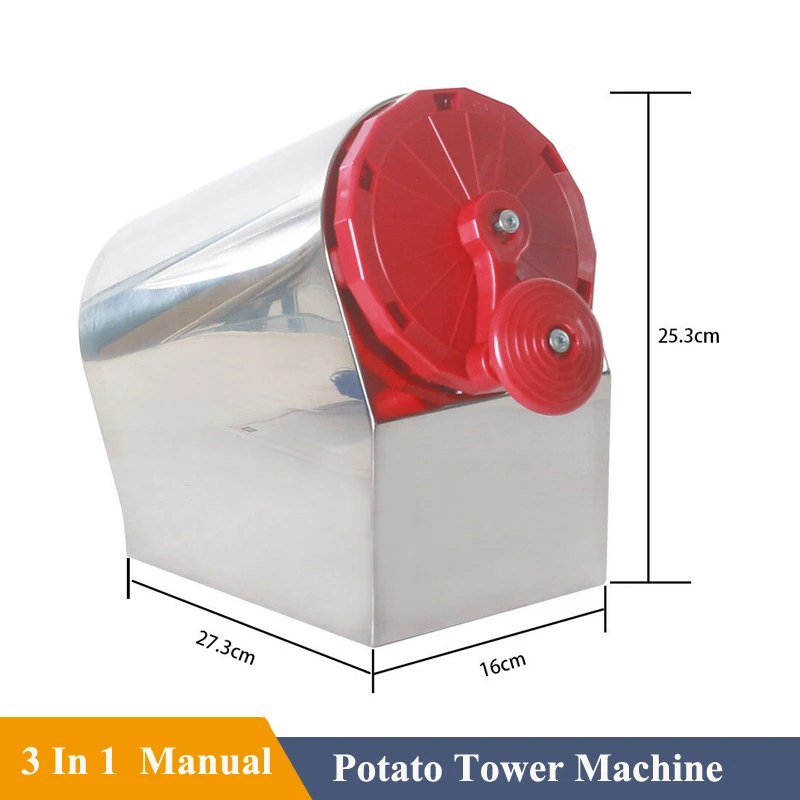 3 In 1 Manual Stainless Steel Potato Machine Twisted Chips Potato Slicer Spiral Cutter French Fry Spiral Cutting Tools