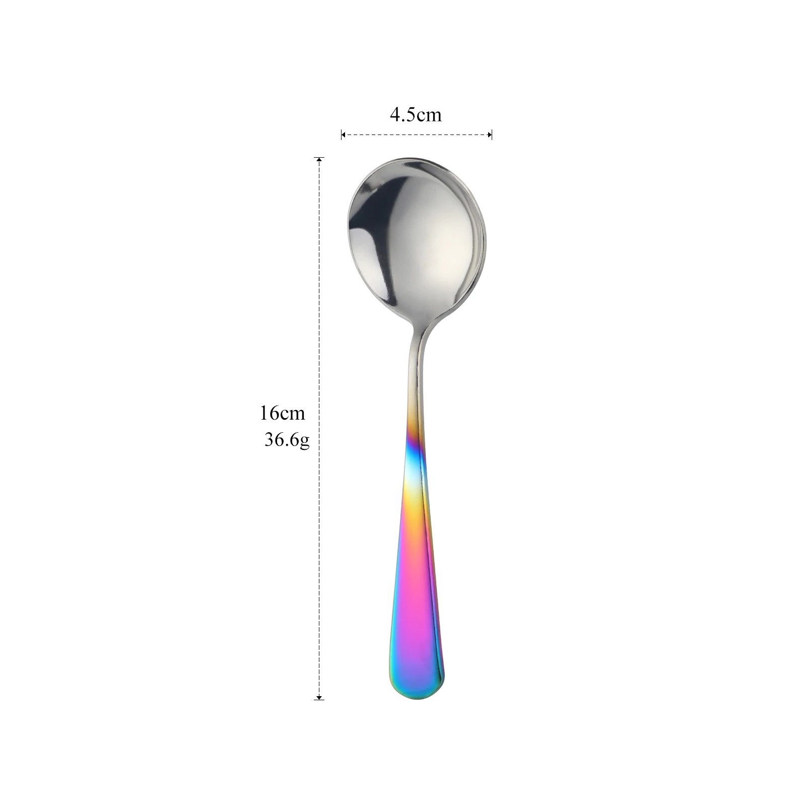 Set 6 Cucchiaini Da Zuppa In Acciaio Inox Arcobaleno, Lucidi E Resistenti Per Caffè E Dessert