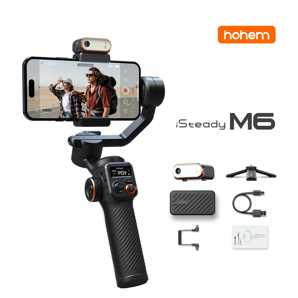 

Hohem iSteady M6 Handheld Gimbal Stabilizer Selfie Tripod for Smartphone with AI Magnetic Fill Light Full Color Video Lighting