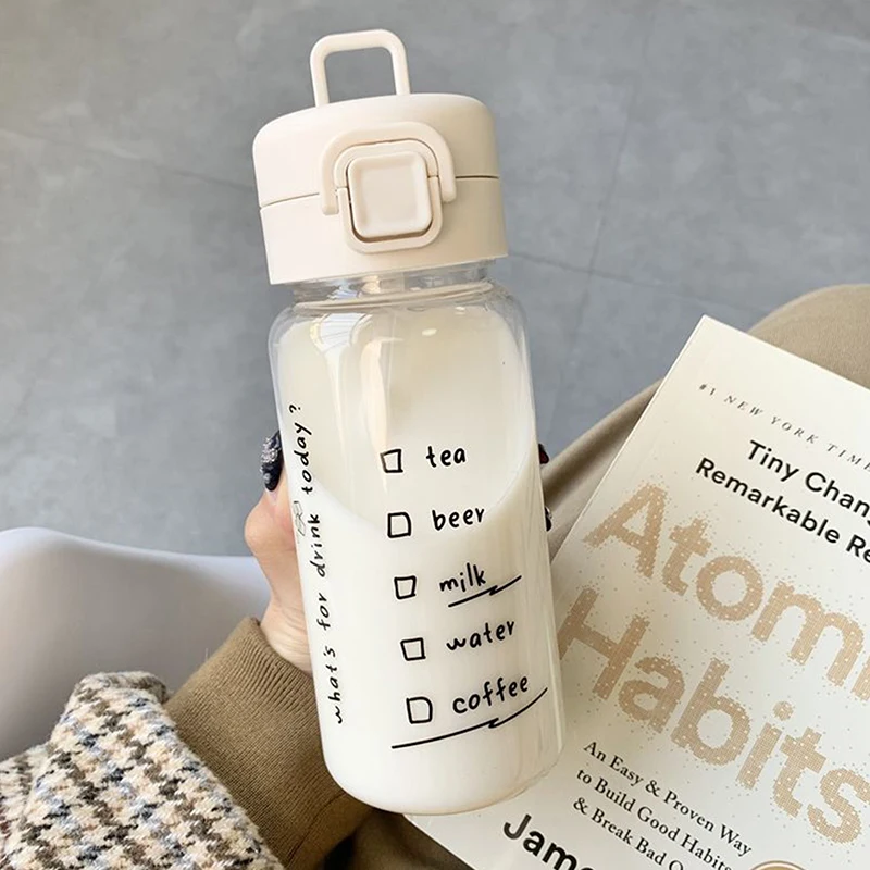 Cute Cartoon Straw Water Bottle - Portable, Leak-Proof Drinkware