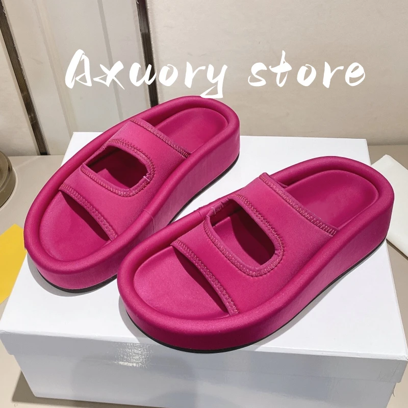 

2023 New Women's Slippers Summer Style Home Slippers Solid Color Platform Casual Slippers