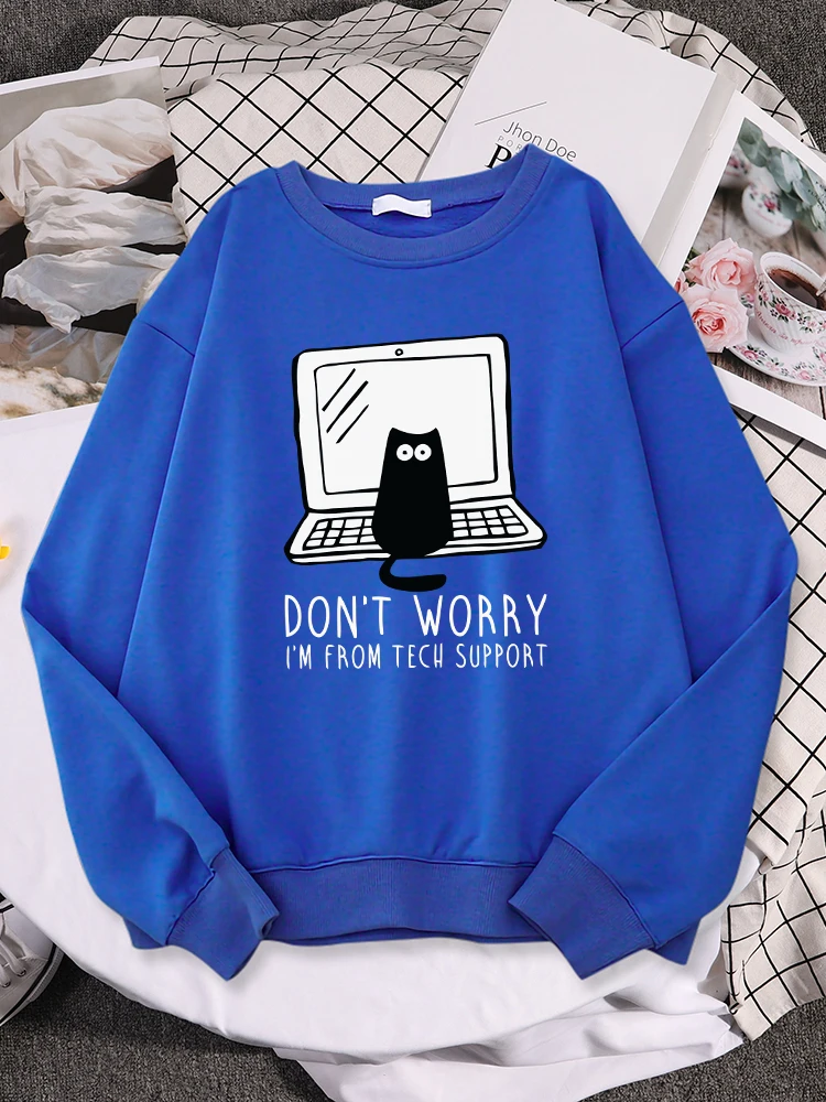 cat sweatshirt for programmer with i am from tech support words