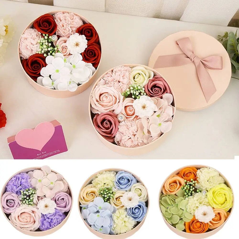 

Beautiful Flower Bath Soap with Stem Hand-made Round Flower Shaped Body Soap Bouquet Best Gifts Ideas Valentine's Day Gift