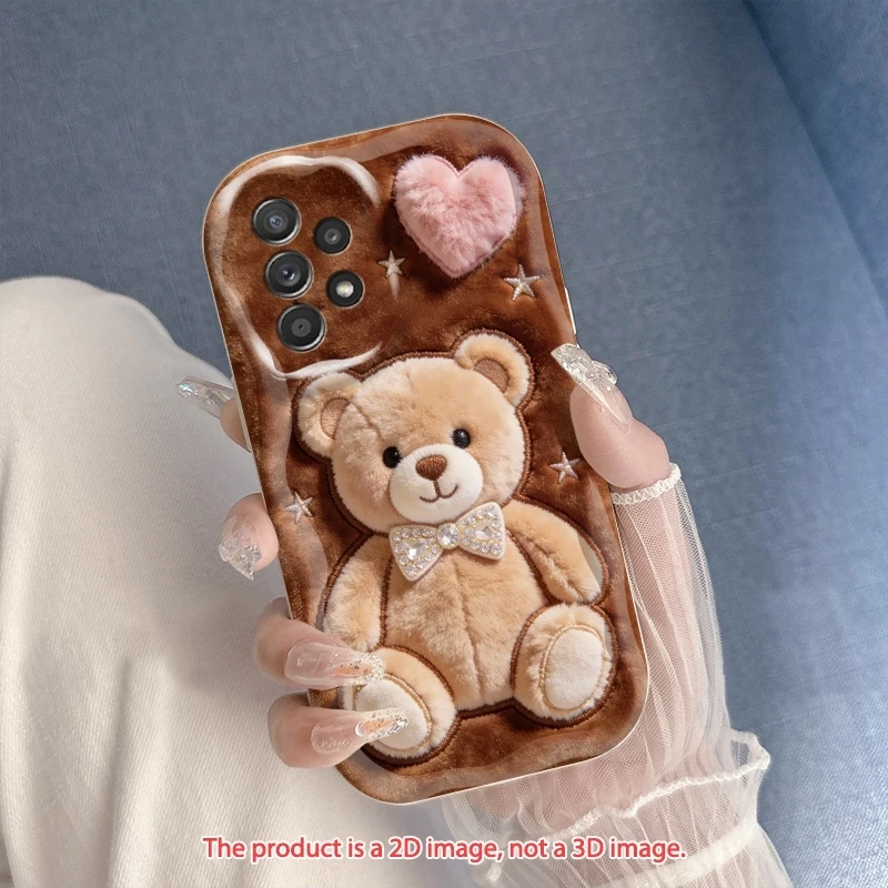 Cute Bear & Pink Heart Phone Case – Stylish and Protective Cover