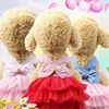 Dog Princess Dresses Puppy Bow Knot Dress Pet Tutu Dresses Striped Mesh Puppy Cat Princess Summer Dresses for Small Medium Cat 2