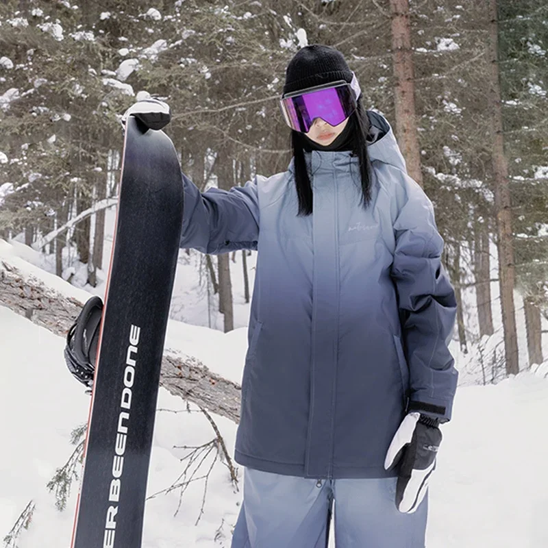 Winter Windproof Snowboarding Jackets Women Ski Top Loose Skiing Overcoats Gradient Outdoor Waterproof Snow Clothes Men