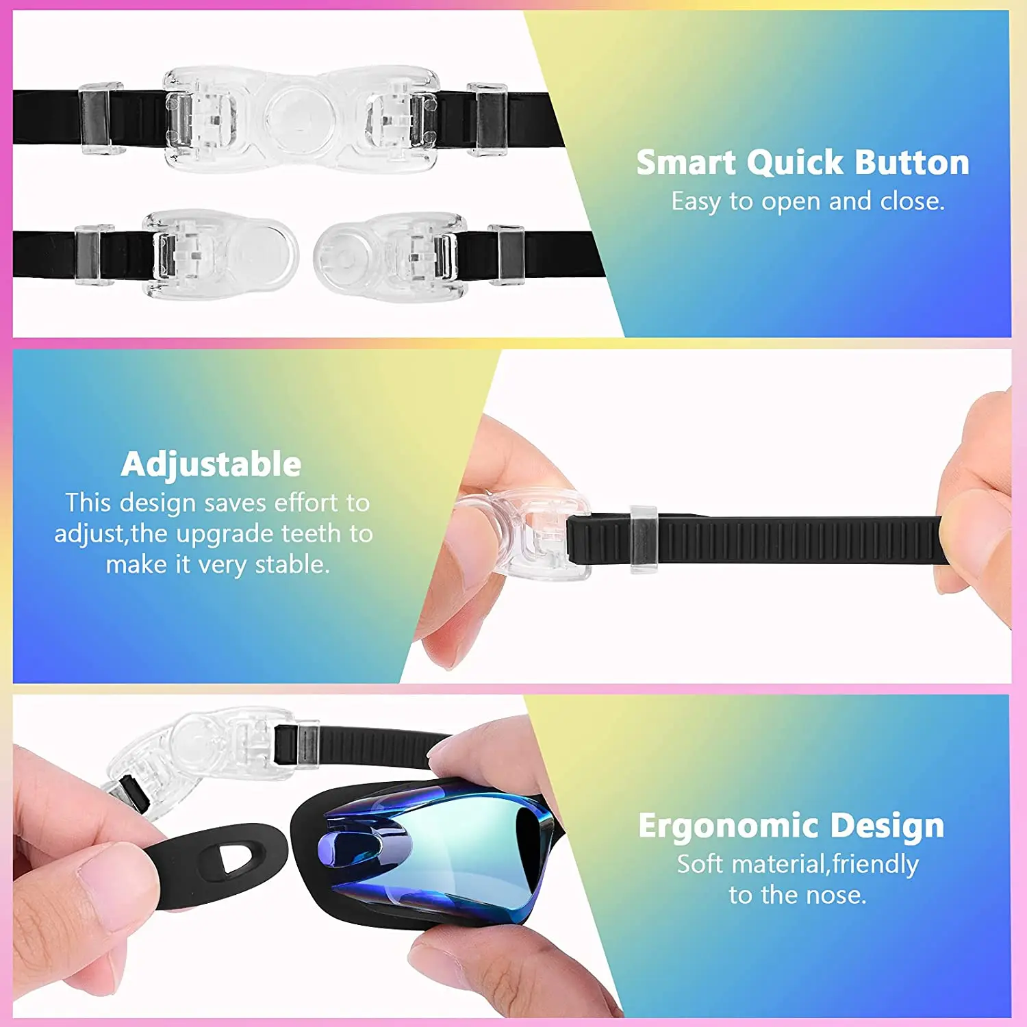 JSJM New Silicone Swimming Goggles Men Women Electroplating Colorful Adjustable Professional Swimming Glasses Waterproof Anti-UV 6