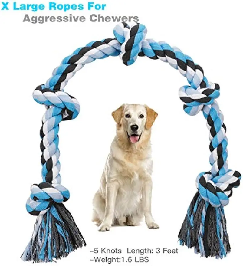 Brinquedos interativos para mastigar corda gigante para cães, Brinquedos seguros para cachorros, Limpeza de dentes, Jogar jogo, Cães médios e grandes, Gigante