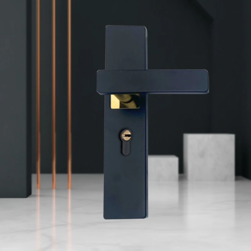 

Внутренний дверной замок для спальни, бытовой дверной замок, черная дверная ручка из массива дерева для ванной комнаты, бесшумный замок из алюминиевого сплава