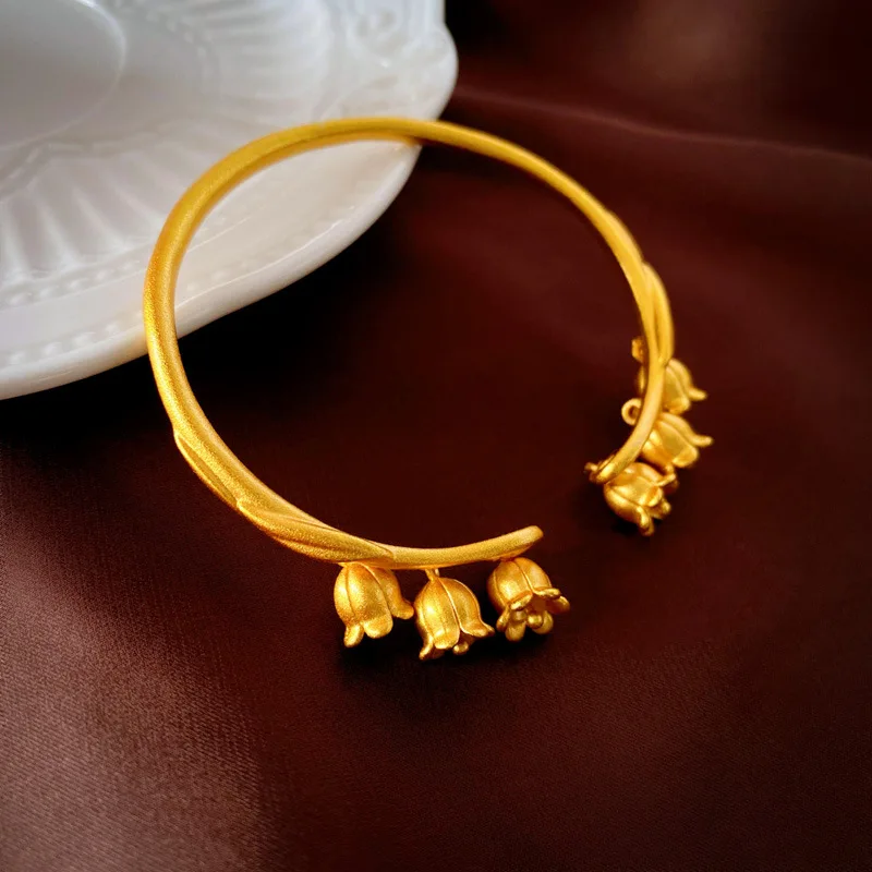 

Lily Flowers Openings Bracelet Real Gold Plating Fashion Bracelet Women