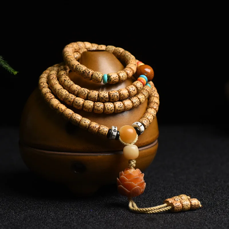 Gold Seed Star Moon Bodhi 108 Collana Con Bracciale Multi-Loop Mouse In Oro Viola Bodhi Root Lotus Text Play Temperament Bracelet