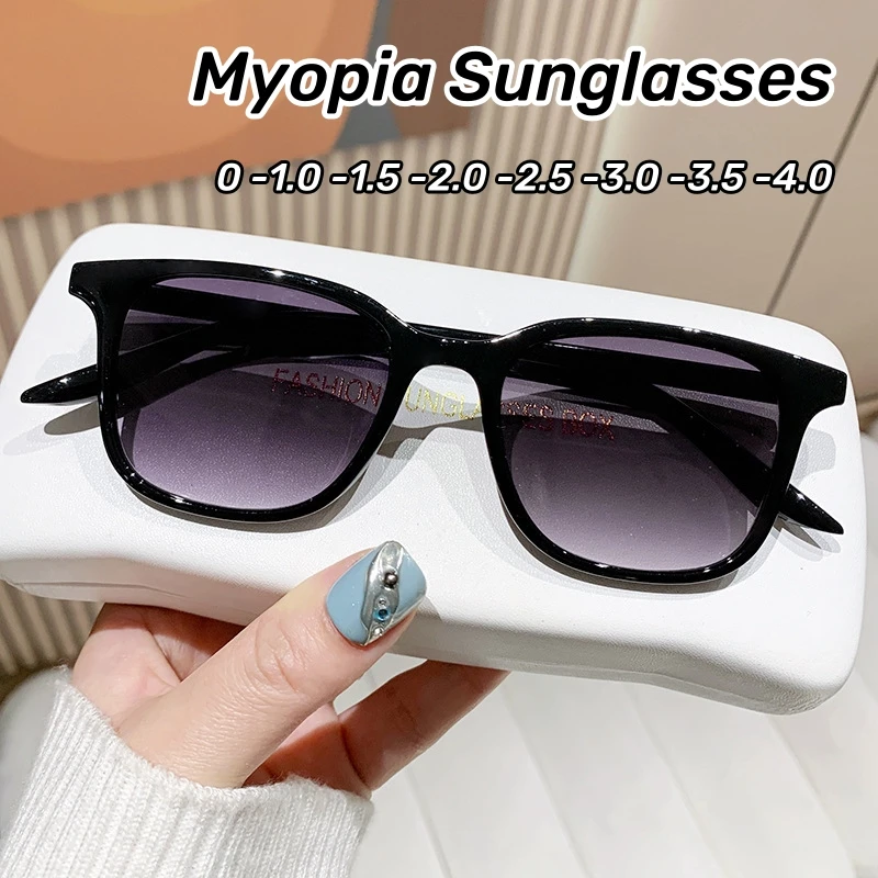 Outdoor Myopie Sonnenbrille Männer Frauen Quadratischen Rahmen Brillen Fertig Minus Dioptrien Brillen UV400 Sonnenschutz Brille -1,0 -1,5