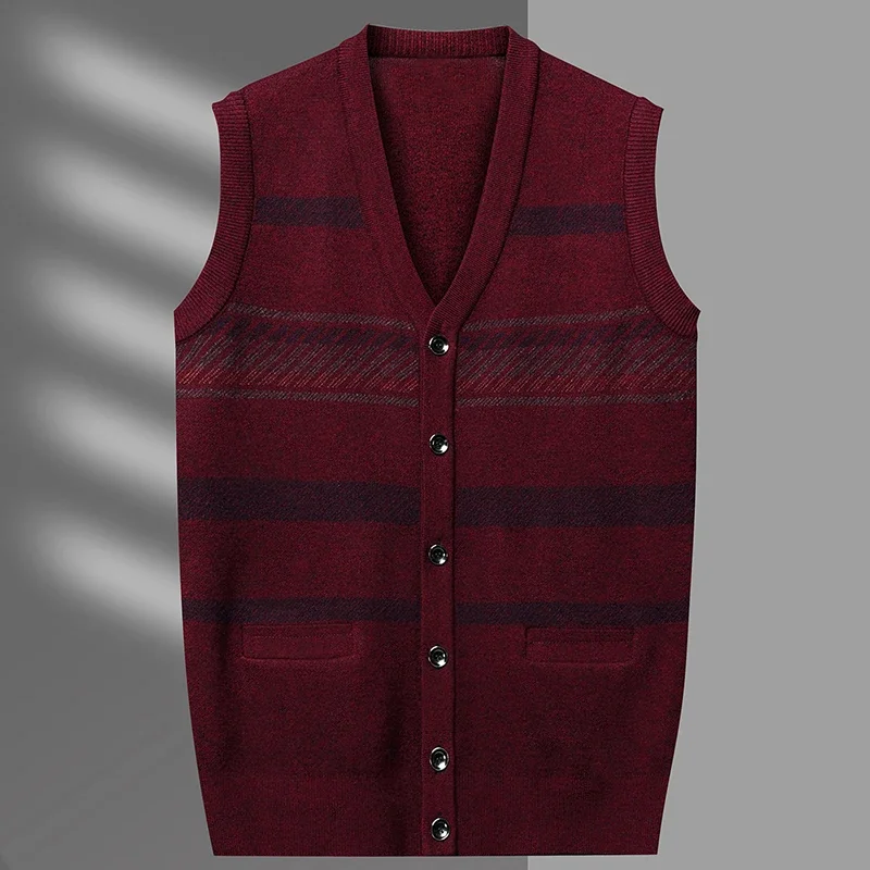 남성용 가디건 조끼, 캐쥬얼 패션 니트 스웨터, 따뜻한 V넥 조끼, 주머니가 있는 신상 가을