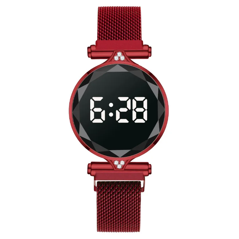 패션 다이아몬드 상감 여성용 시계, 여성용 시계, LED 백색광, 마그네틱 전자 시계, 다리미 자석 스타일