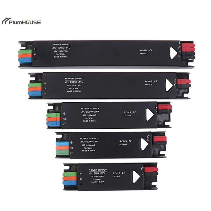 Thin Lighting Transfor-mers 110V 240V To 24V Switching Power Supply Adapter 60/100/200/300/400W For LED Strip Lighting Driver