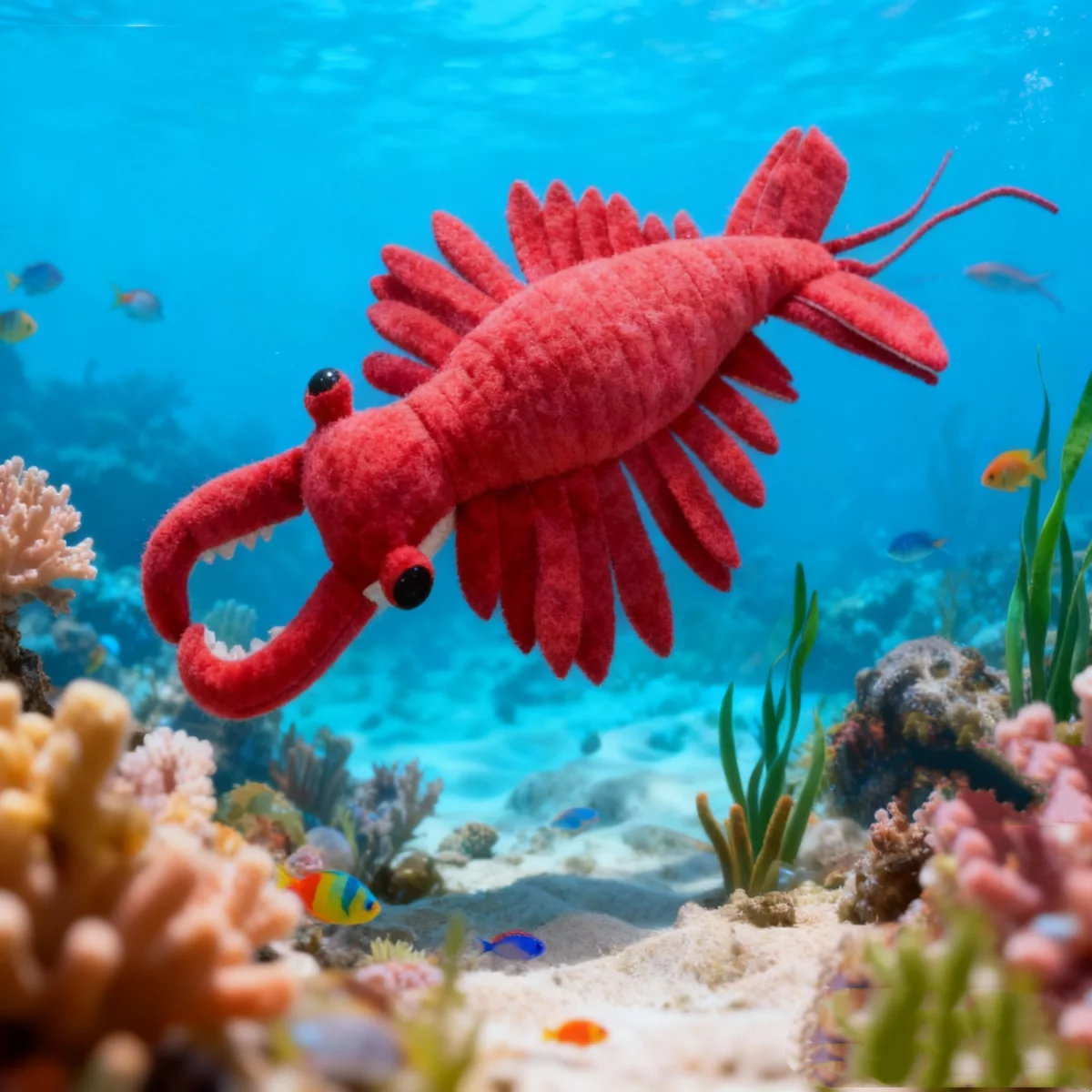 54,99 cm realistisches Anomalocaris-Stofftier aus Plüsch, lebendiges Rot, lebensechte Garnelen mit komplizierten Details, Weihnachts- und Geburtstagsgeschenke