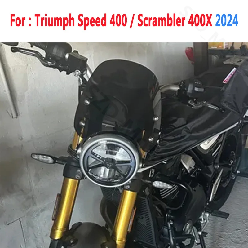 Motorcycle Windshield For Triumph Speed 400 & Scrambler 400X 2024 - Wind Deflector A/Grey