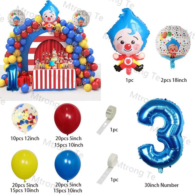 conjunto plim número da folha de palhaço balões azul látex ar globos crianças chuveiro do bebê decorações festa aniversário crianças brinquedos infláveis