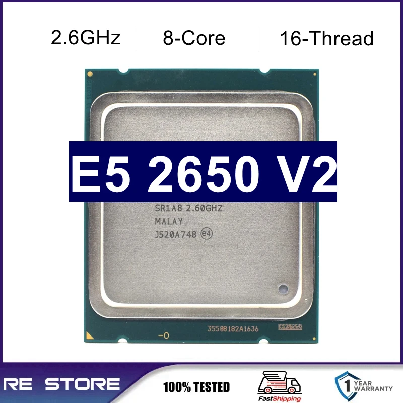 Used Xeon E5 2650 V2 LGA 2011 CPU Processor 8 CORE 2.6GHz 20M 95W SR1A8 E5 2650V2 support X79 motherboard
