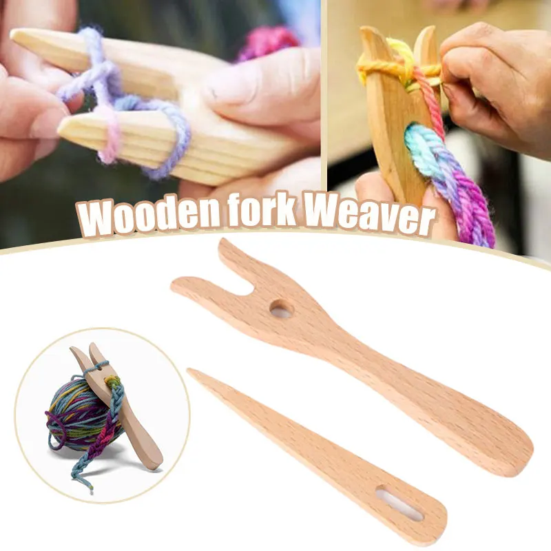 Knitting Fork Big Eye Needle Kit Wooden Hand Weaving Ancient Cording Tool Lucet  Fork Handy Braiding Hobby Art Cordmaking Craft - AliExpress