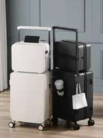 Ensemble de bagages 20+14"24+14" avec USB et porte-gobelet TSA Lock 360 °   Roues crochet de pied sur pied valise PC + ABS étui de voyage pliable 3