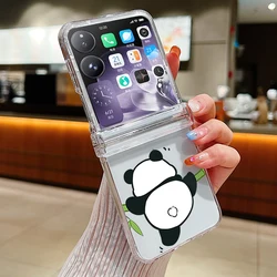 Panda Pattern Transparent Shockproof Phone Case - Slim Hard PC Clear Folding Cover for Xiaomi Mix Flip (A666)