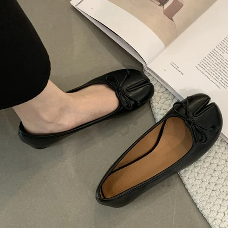 2025 Women Flats Soft Ballet Shoes Slip On Loafers Soft Moccasins Tabi Ninja Casual Shoes Mujer Ladies Shoes Bow Knot Mujer 5