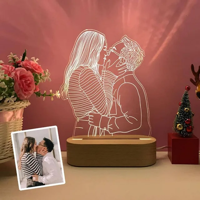 Dropshipp Personalized 3D Photo Lamp Engraving Base Custom Valentine's Day Anniversary Birthday Christmas 3D Night Light Gifts 4