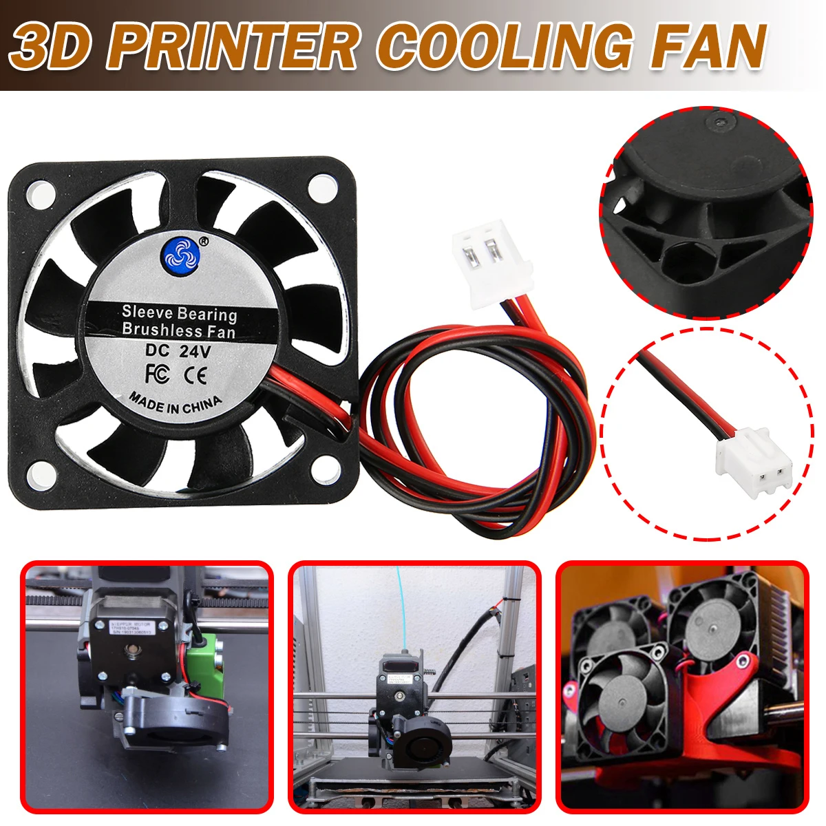 1PC 40mm 3D Printer Cooling Fan Cooler Quiet Silent 4010 24V For Ender 3 5 Pro Replacement Accessories