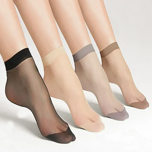 용수철 여성용 부드러운 양말, 얇은 실크 양말, 미끄럼 방지 피부, 단색 투명 통기성 양말, 여름 3