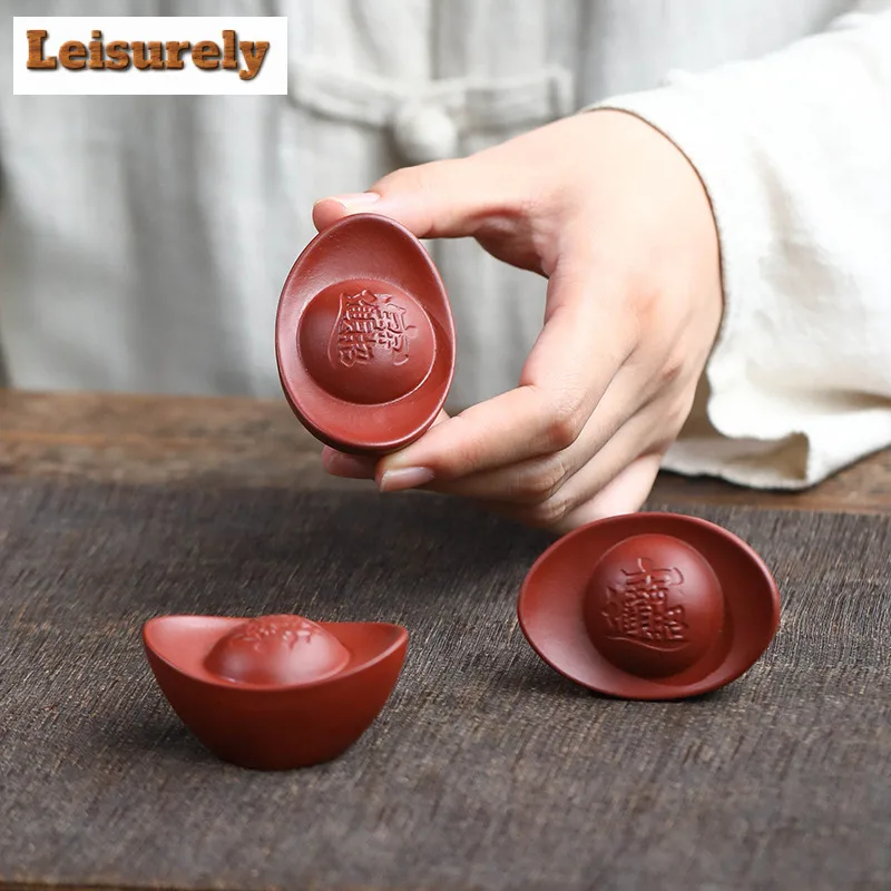 Yixing Zisha Ingot Tea Pet Aesthetic Tea Games Tea Figurine Play Toys Tea Statue Ornaments Teaset Supplies Craftsmanship Craft