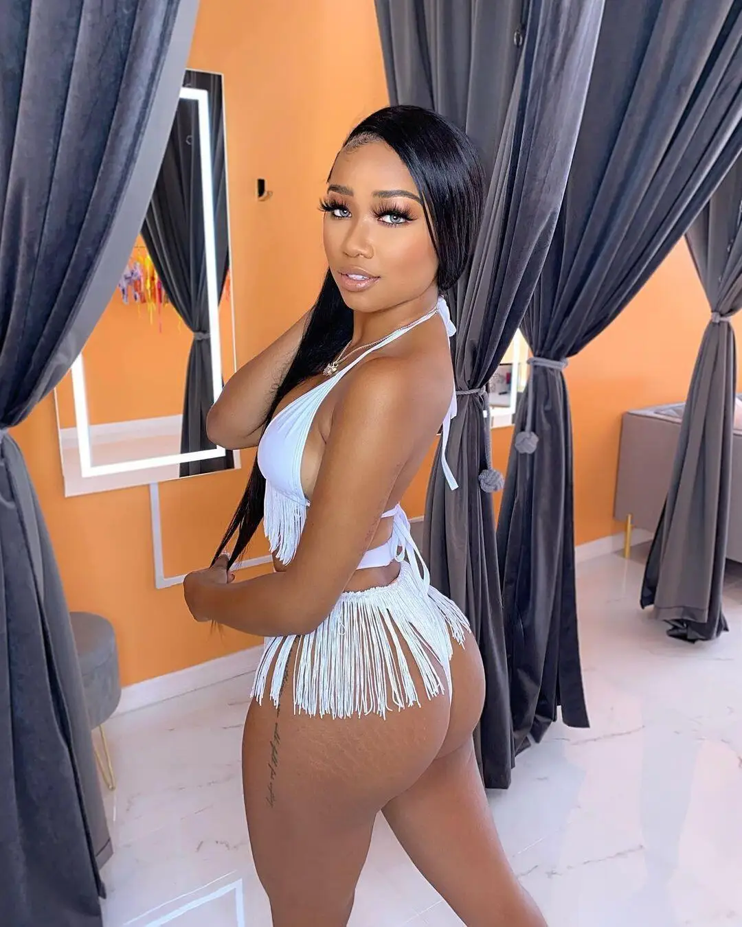 Women Summer Beachwear Bathing Suits Set INS Female Sexy Halter Bra & Pantie Tassel Bikini Swimsuit Set