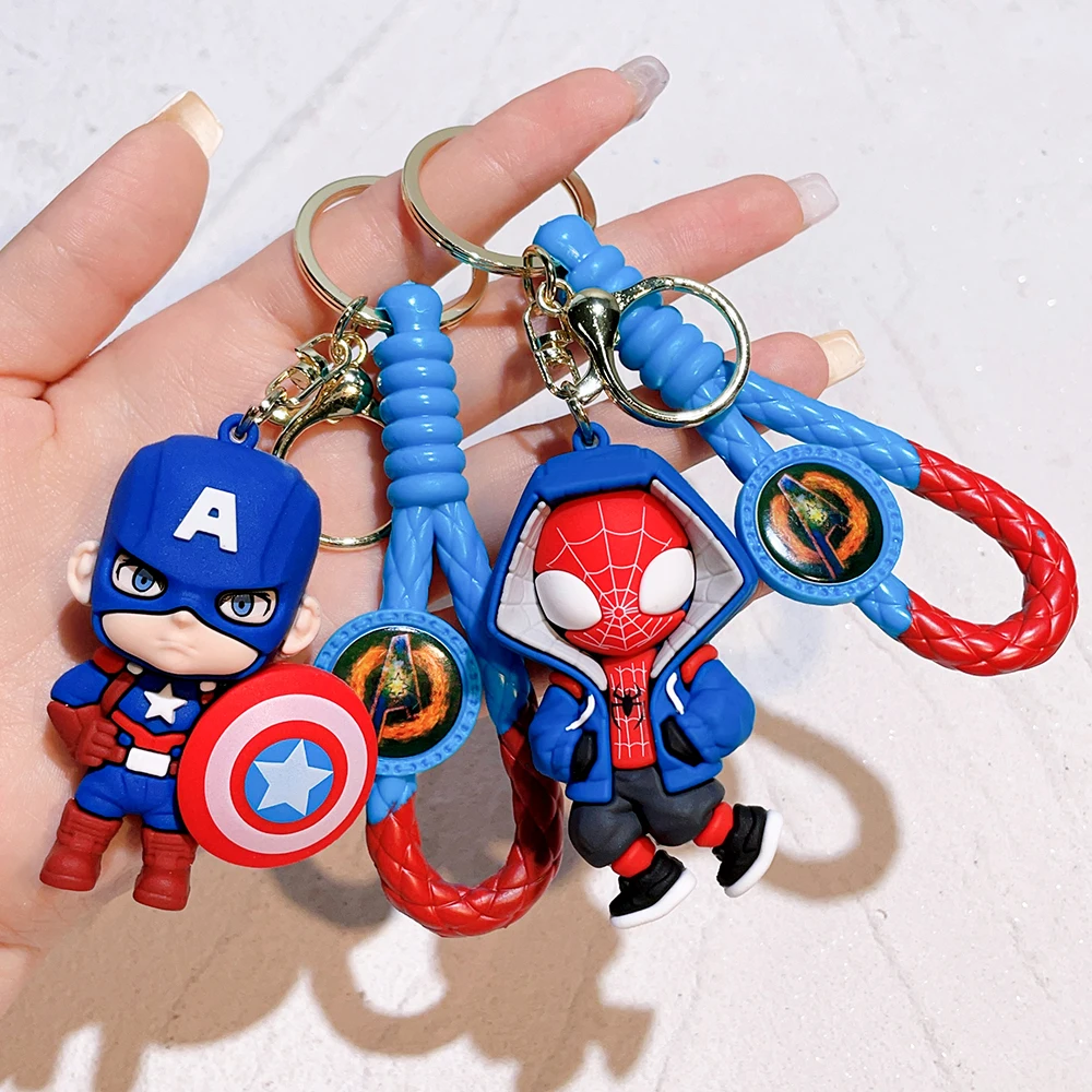 Marvel Cartoon The Avengers Keychain Spiderman Iron Man Captain