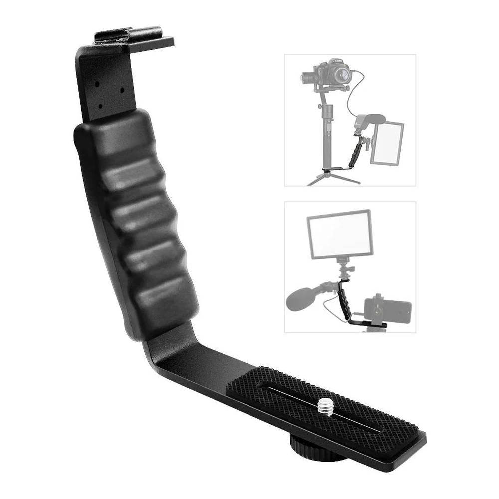 L Bracket Dual Hot Shoe L Shaped Bracket For Monitor Led Light Flash