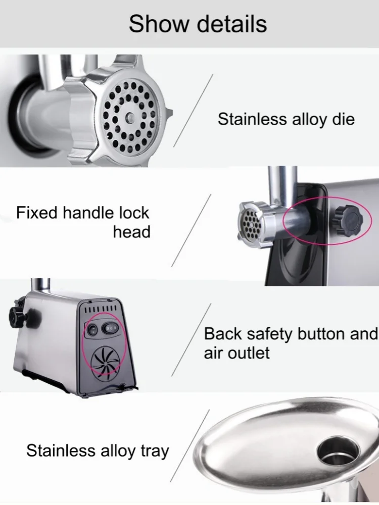 Stainless Steel Electric Meat Grinder Household Meat Grinder Home Black Sausage Filler Multifunction On The Table 5