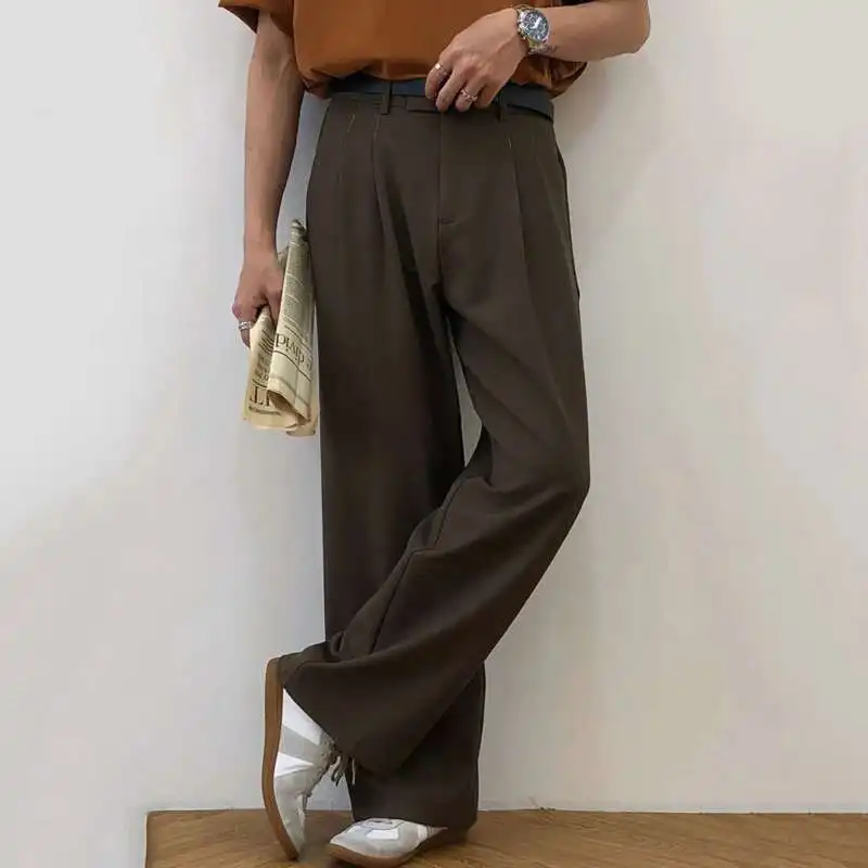 Men's Wide Leg Casual Pants Fashion All-match Straight Trousers Loose Vintage Male Trousers 9Y1937